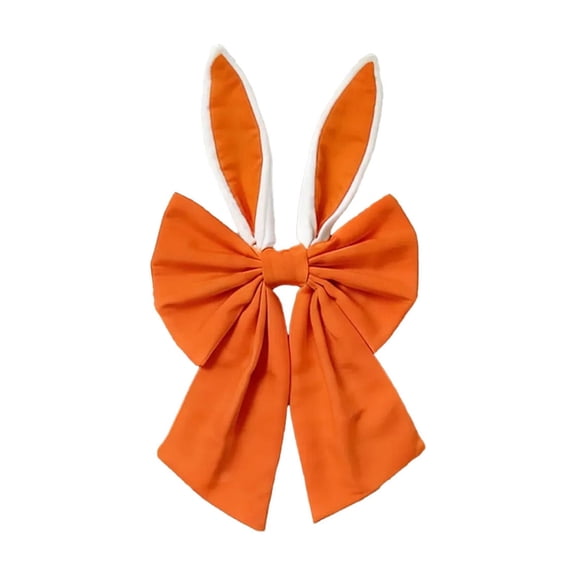 Easter Bunny Ear Bow Pendant Orange Large Fabric Hanging Decor for Entryway Shoe Cabinet Festive Easter Accent for Vibrant Style Home Decor Spring Ornament