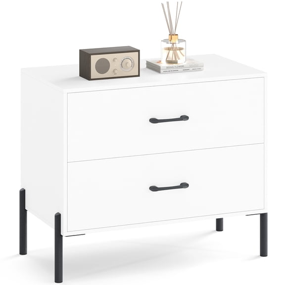 Gymax 2-Drawer Dresser w/Metal Legs & Handles Drawers & Anti-Tipping Kits for Closet