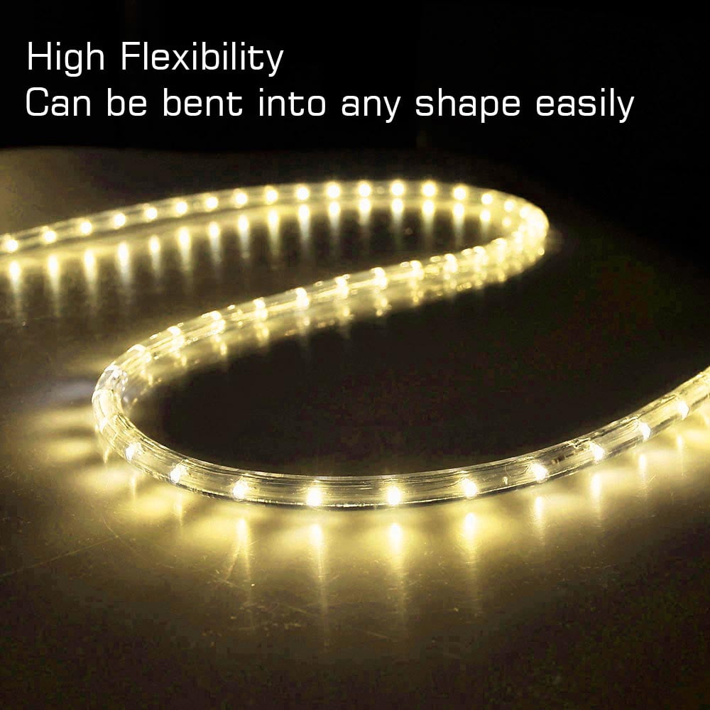 DELight 50Ft Rope Light 540 LED Waterproof String Lighting Outdoor Indoor 2 Wire Cuttable Holiday Party Disco Restaurant Cafe Decoration Warm White