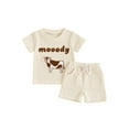 thumbnail image 2 of Aojekbee Kids Boys Shorts Set, Short Sleeve Embroidery Cow T-shirt with Elastic Waist Shorts Toddler Set Summer Outfit, 2 of 10