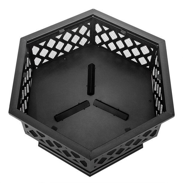 Tebru 24inch Hexagonal Shaped Iron Brazier Wood Burning Fire Pit Decoration For Backyard Poolside Iron Fire Pit Fire Pit Walmart Com Walmart Com