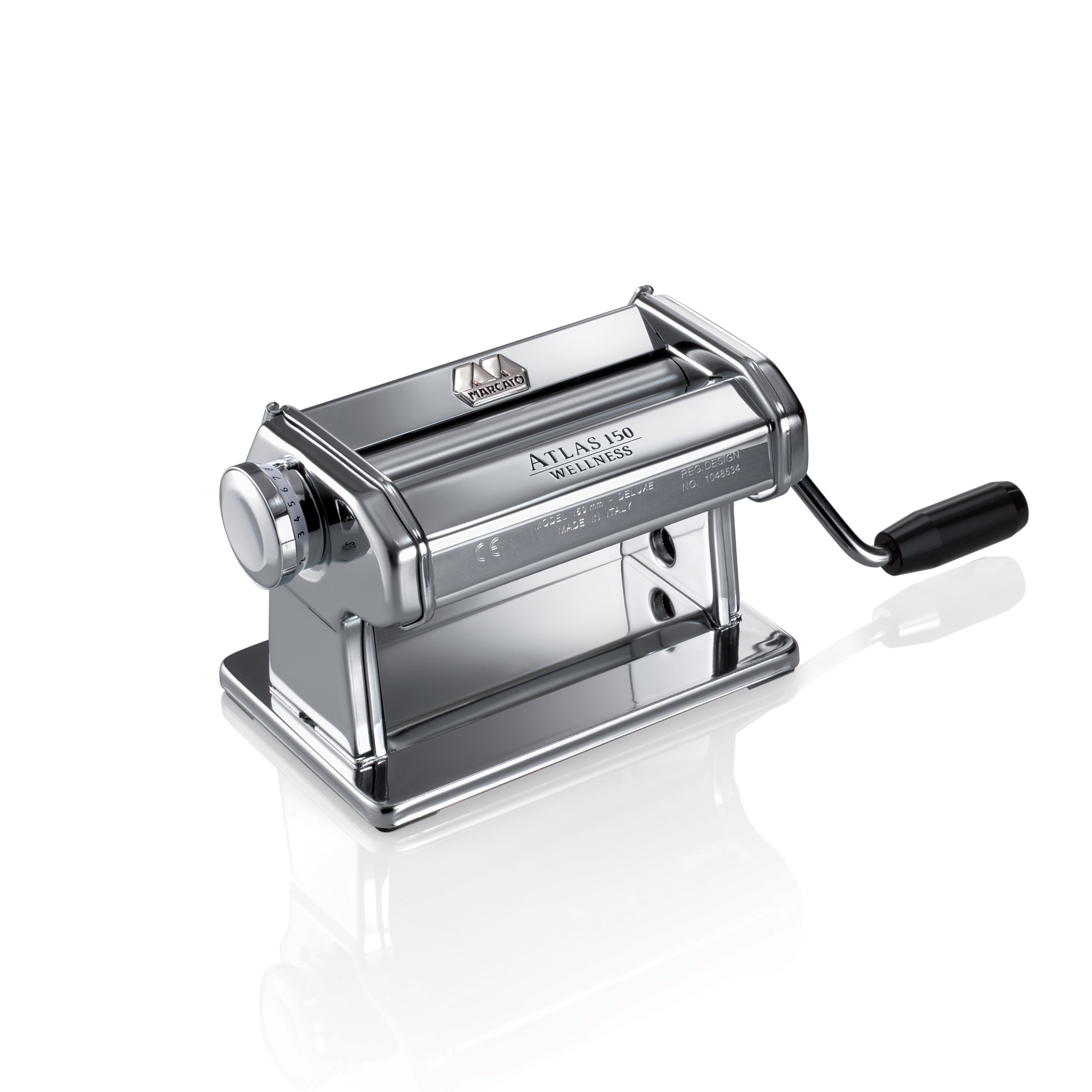 Marcato Atlas Dough Roller, Silver, Includes 150-Millimeter Roller with Hand Crank and Instructions -