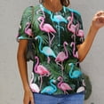 thumbnail image 6 of Flamingo Pattern Women's Short Sleeve T-Shirt Crew Neck Casual Summer Trendy Loose Fit Tops, 6 of 6