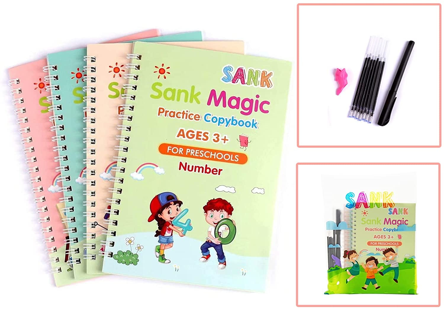 Channie's Magic Groove Book Set, Kids' Reusable Activity Books, Fun  Workbooks for Homeschool or Extra Practice; Improve Handwriting Skills,  Letter & Number Formation, Includes 5 Books 
