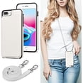 thumbnail image 2 of Case for iPhone 7 Plus iPhone 8 Plus, Premium PU Leather Case Adjustable Crossbody Strap Case Magnetic Clasp Card Slots Kickstand Durable Shockproof Back Wallet Soft TPU Cover - White, 2 of 5