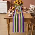 thumbnail image 2 of Mexican Style Table Runner - 36 Inch Long Colorful Mexico Stripes Purple Green Cotton and Linen Blended Dress Scarves Farmhouse Table Runner for Kitchen Dining, Coffee Table, 13" x 36", 2 of 8