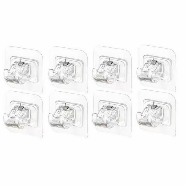 Supports de Tringle à Rideau Sans Perçage 8 Pcs Crochets Muraux Adhésifs Blancs pour Clou Support de Tringle à Rideau Réglable Supports Muraux pour Tringle à Serviette Courbée