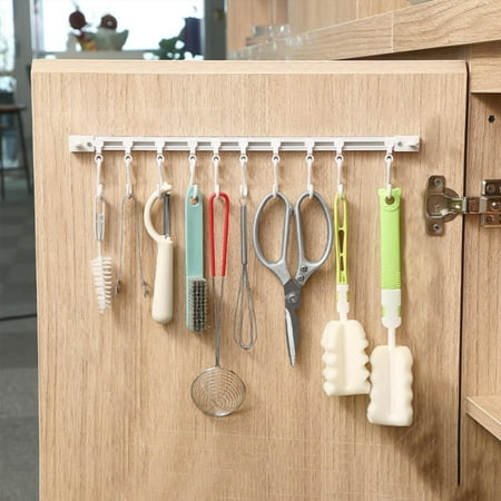 

TAKTUK Hooks For Hanging Tools Multifunctional Slide Rail Hook Key Hook Track Wall Mounted Kitchen Utensil Rack With 10 Hooks Hanging Pot Rack Hanger Adhesive Co Utility Hooks Clearance Items