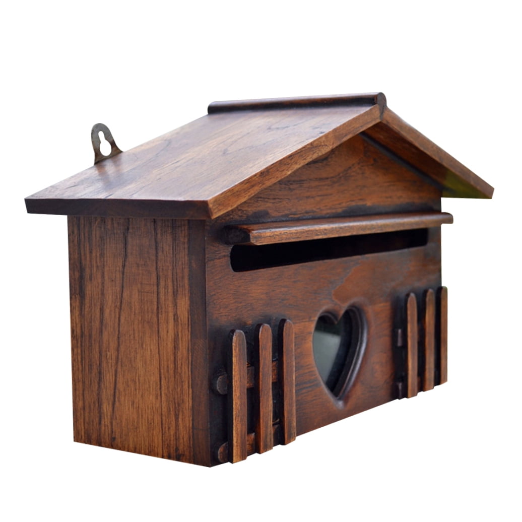 WHAMVOX Wall Mounted Mailbox in Dark Brown for Storage with Retro House Shape Design Big Size Suitable for Home or Company Made of Plastic