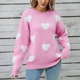 thumbnail image 5 of Wancir Women Heart Print Sweater Romantic Oversized Knitted Shirt Valentine's Day Love Graphic Long Sleeve Pullover Top, 5 of 9