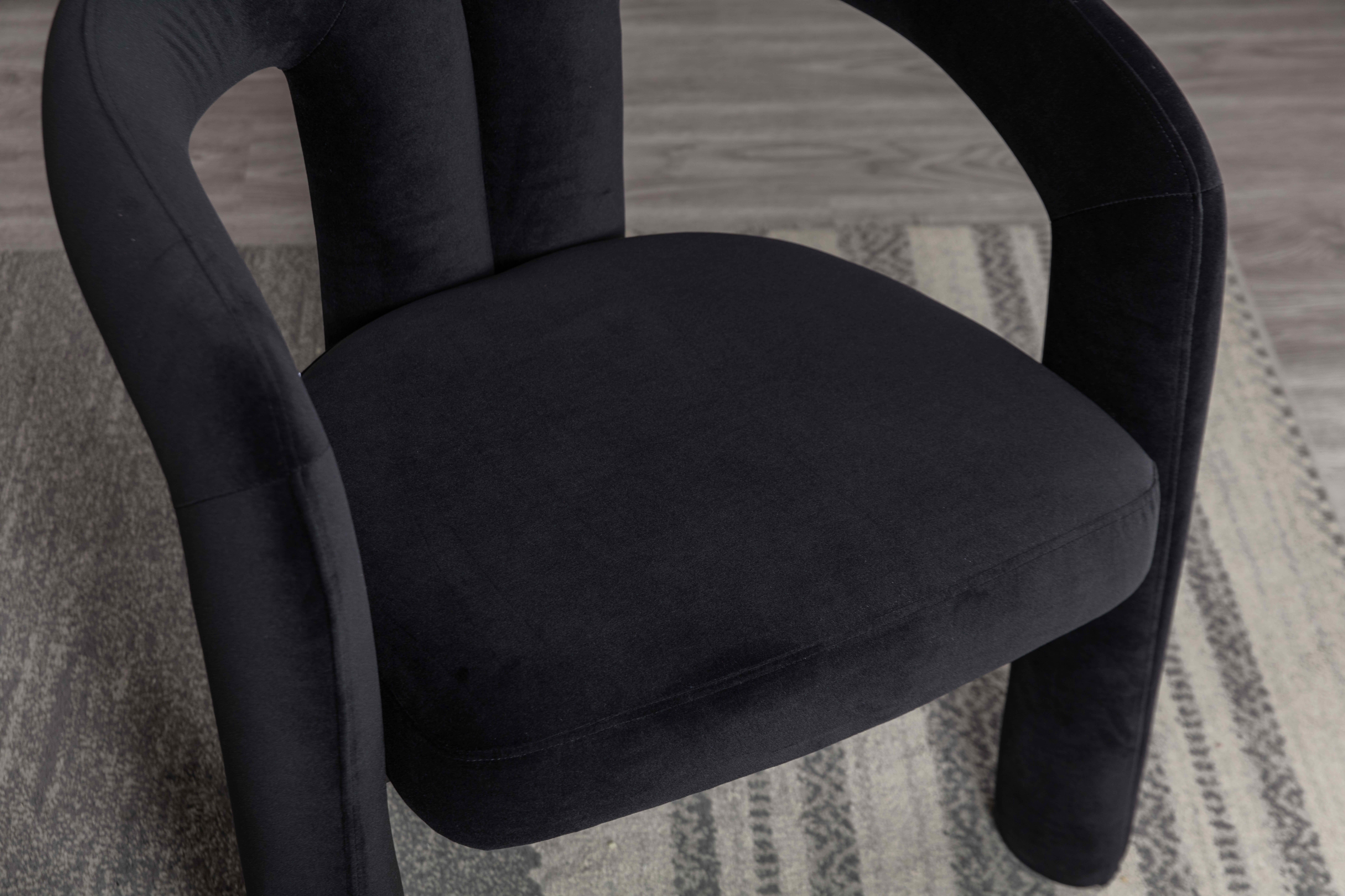 MAYEERTY Set of 2 Velvet Dining Chairs, Curved Back Side Chairs, Wood Legs, 250 lb Capacity, Black