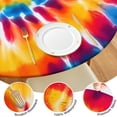 thumbnail image 4 of Colorful Rainbow Tie Dye Spiral Pattern Round Fitted Tablecloth with Elastic Edge,Dining Table Cover Waterproof,Outdoor Round Tablecloth for Camping,Dining,Indoor and Outdoor, 4 of 7