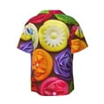 thumbnail image 2 of JUNZAN Mens Casual Button Down Shirts Short Sleeve Brightly Colored Cupcakes Print Shirt-Small, 2 of 7
