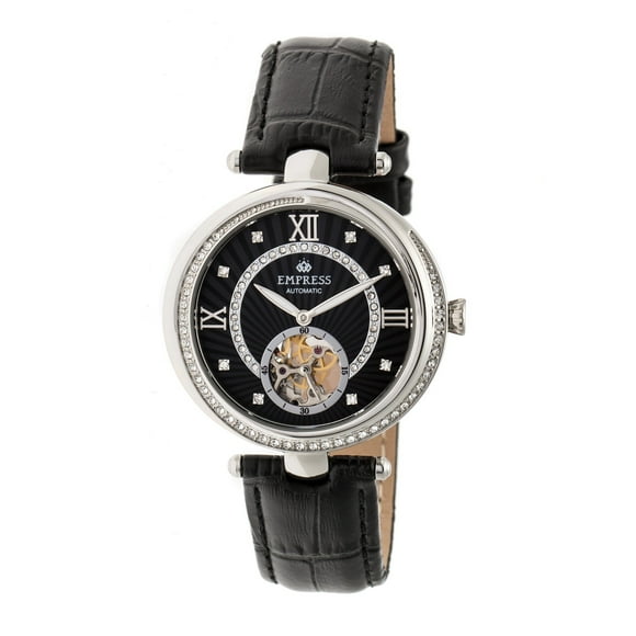 Reloj Empress Stella EMPEM2102 con correa de cuero semiesqueleto