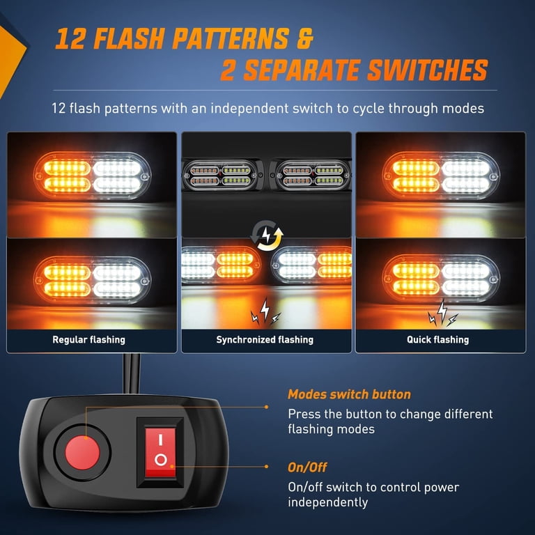 cigarette lighter strobe light White with magnetic base and car socket with switch and mode selection duty cable includes a yellow wire that can be used to sync up to six beacons at one time and the pattern recall feature makes it easy for you to pick your desired flash pattern and stick with it AnTom Magnetic Wireless Beacon Light,