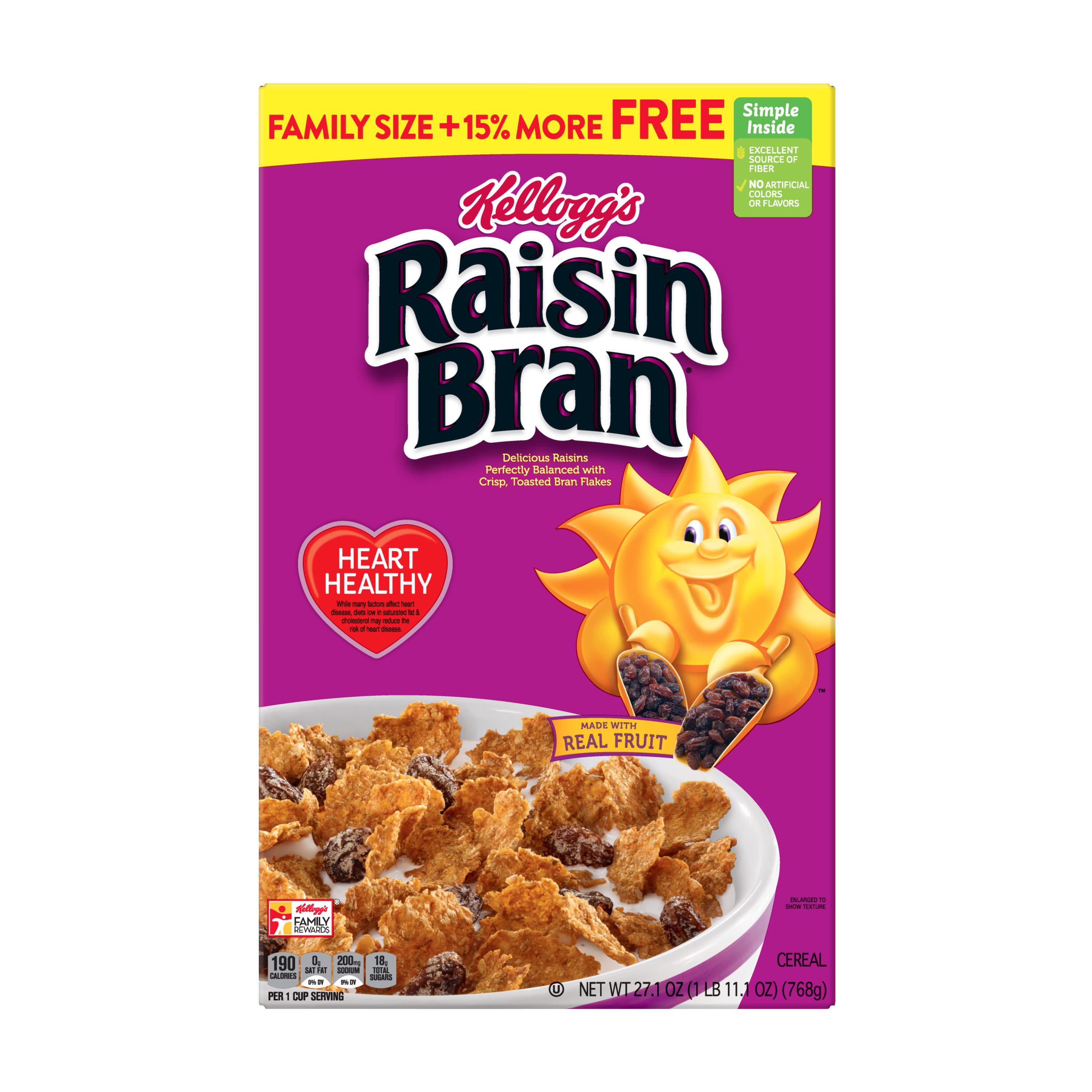 (3 pack) Kellogg's Raisin Bran, Breakfast Cereal, Original, 27.1 Oz
