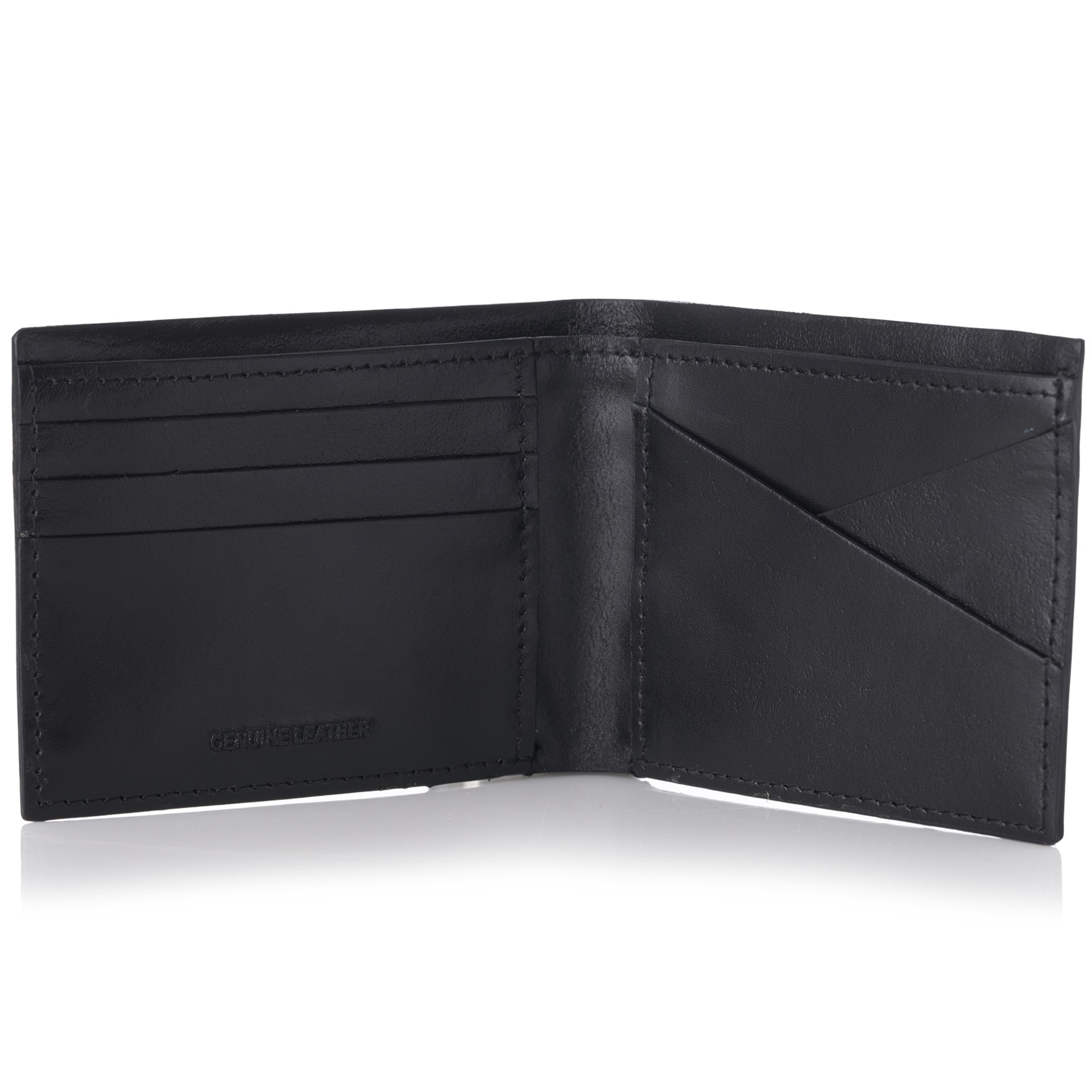 Monogram-embossed billfold wallet in grained leather