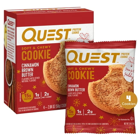 Quest Limited Edition Protein Cookie, Cinnamon Brown Butter Protein Cookie, High Protein, 4 Count