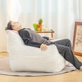 thumbnail image 3 of HSUNNS Bean Bag Chair, Ergonomic Design Floor Sofa with Anti-Slip Bottom for Adults and Teens, Corduroy Single Cloud Mini Couch for Living Room and Bedroom, White, 3 of 10