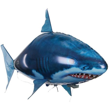 Remote Control Shark Toys Swimming Fish RC Animal Toy Infrared RC Fly Air Balloons Clown Fish Toy Gifts Party Decoration Balloon Anti-Gravity Indoor Toy HOVERS and Floats in MID-AIR(Blue)