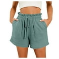 thumbnail image 1 of GDREDA Women's Fashion Spring And Summer Solid Color High Waist Pocket Loose Wide Leg Beach Shorts Womens Padded Bike Shorts, 1 of 9