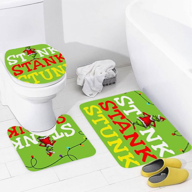 Mini Grinch Ornaments Grinch Ornaments Grinch Christmas Decorations Christmas Snowman Print Toilet Bathroom Mat And Shower Curtain Three Piece Set