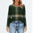 thumbnail image 4 of Nokdvo Sweatshirts Women Lightweight Plaid Crew Neck Pullover Long Sleeve Casual Loose Fitting T Shirts,Green S, 4 of 5