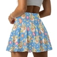 thumbnail image 2 of SEANATIVE Womens Tennis Skirt Pleated Athletic Skirts with Pockets High Waist Golf Pickleball Skort Sports Tummy Control Workout Mini Skirts, M, Cartoon Rabbit Easter Egg Daisy Blue, 2 of 7