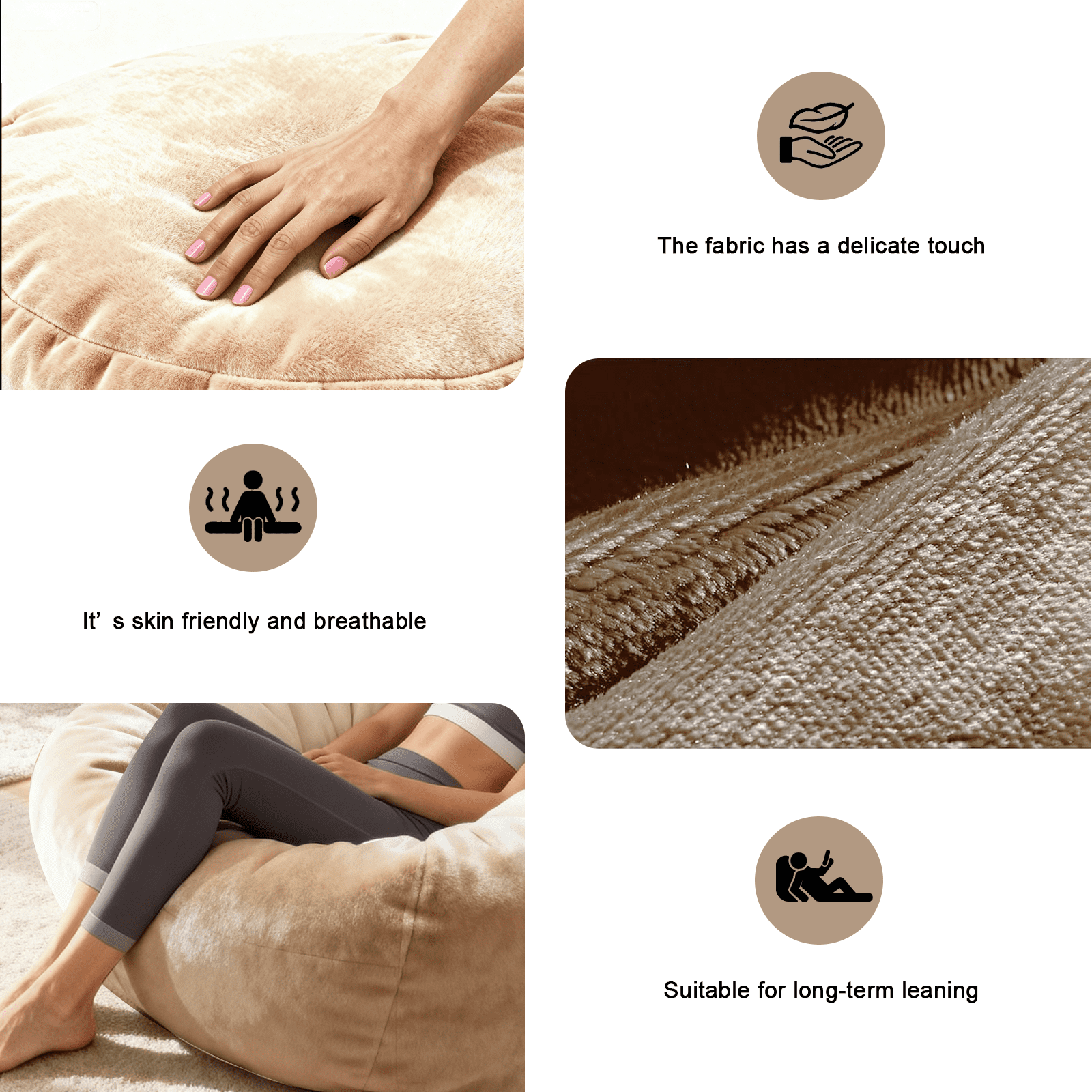 Sanae 4FT Bean Bag Chair for Adults, Memory Foam Filler with Removable Washable Flannel Cover, Lazy Sofa for Living Room, Apricot