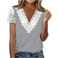 thumbnail image 2 of Fesfesfes Womens Short Sleeve Tops Women Fashion Summer Fold Printed Regular Women Short Sleeves V Neck Button Top Women's Short Sleeve Tops M(US:6), 2 of 6
