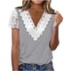 thumbnail image 2 of ICHUANYI Clearance Women Fashion Summer Sexy Fold Printed Regular Women Short Sleeves V Neck Button Top(Gray, XL) ICHUANYI WER2023081015194, 2 of 5
