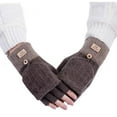 thumbnail image 1 of Jumpingount Guantes sin dedos térmicos de poliéster para mujer Guantes de invierno transpirables y de moda para mujer guantes y mitones Color café profundo, 1 of 6