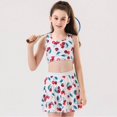 thumbnail image 5 of MIXUE Girls Outfit Sets Kids Summer Cherry Print Crew Neck Sleeveless Sports Camisole Vest And Skirts Two Piece Athletic Casual Outwear,White,8-10 Years, 5 of 7