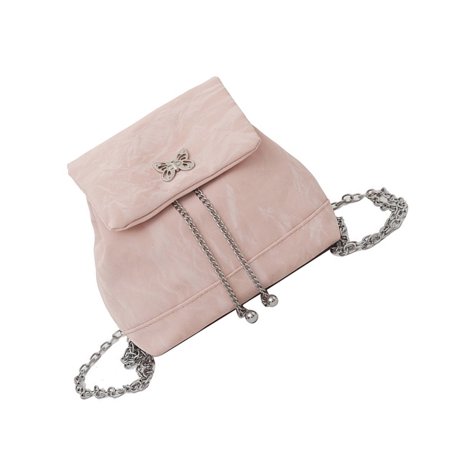 Elegant Solid Color Backpack With Chain Decoration PU Leather Shoulder Bag Travel Daypack For School And Shopping