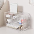 thumbnail image 4 of Joernso Transparent Storage Box 3 Tiers 6 Compartments Jewelry Cosmetic Classification Storage Pull-out Drawers Stackable Dustproof Bedroom Desktop Organizer, 4 of 8
