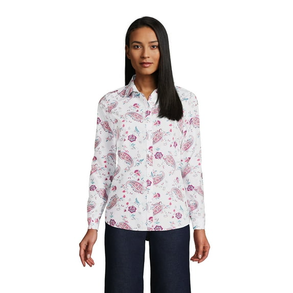 Lands' End Women's Wrinkle Free No Iron Button Front Shirt