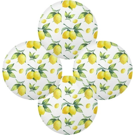 

Coolnut Lemon Round Placemats Set of 4 Non-Slip Heat Resistant Washable Table Mats for Kitchen Dining Room Party Decor