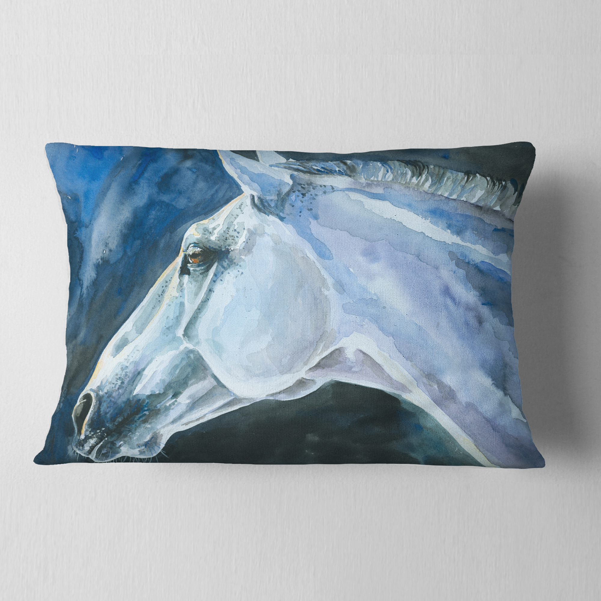 Designart Gray Horse Watercolor - Abstract Throw Pillow - 12x20