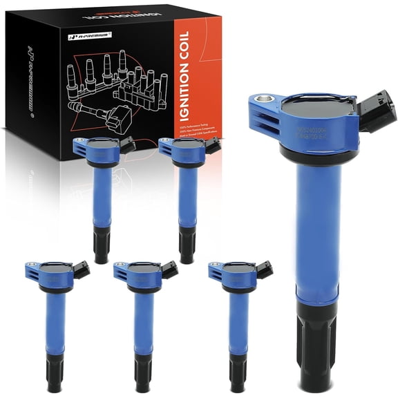 A-Premium (Blue) Engine Ignition Coil Pack Compatible with Toyota Camry, RAV4, Highlander, Tundra, Sienna, 4Runner, Avalon, Venza, FJ Cruiser & Lexus RX350, RX450h, IS250, GS300 & Lotus, 6-PC Set