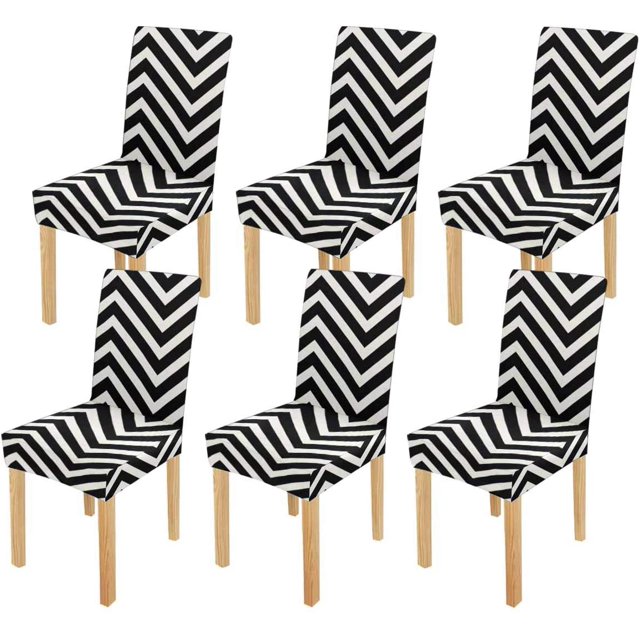 Funda elástica para silla ABPHQTO Líneas geométricas abstractas Chevron Juego de 6