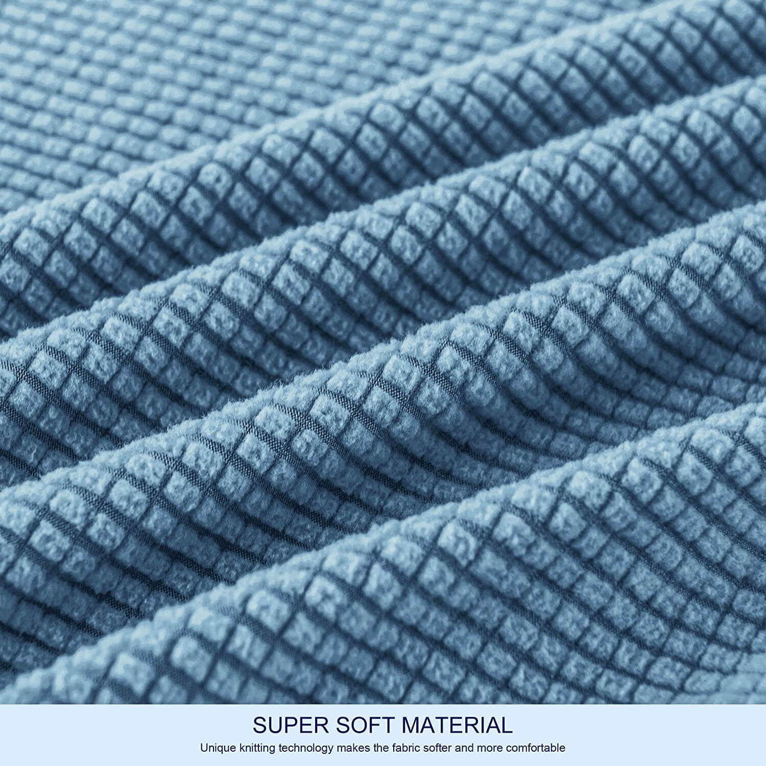 Subrtex Textured Grid Stretch Sofa Cover Couch Slipcover with Separate Cushion Cover (Denim Blue, Loveseat)