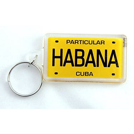 Havana Cuba License Plate Acrylic Rectangular Souvenir Keychain 2.5 inches X 1.5