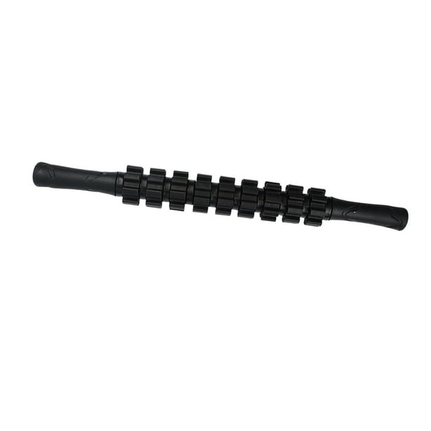 Rodillo de masaje manual de 18,7 pulgadas para músculos abdominales y espalda. Negro