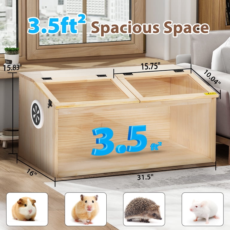 Coziwow Wooden Hamster Cage, Acrylic Panels, Ventilation, 31.5