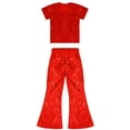 thumbnail image 3 of iiniim Boys Girls Hip Hop Jazz Disco Performance Dance Costume Sequins Short Sleeve T-Shirt Tops with Red 110, 3 of 5