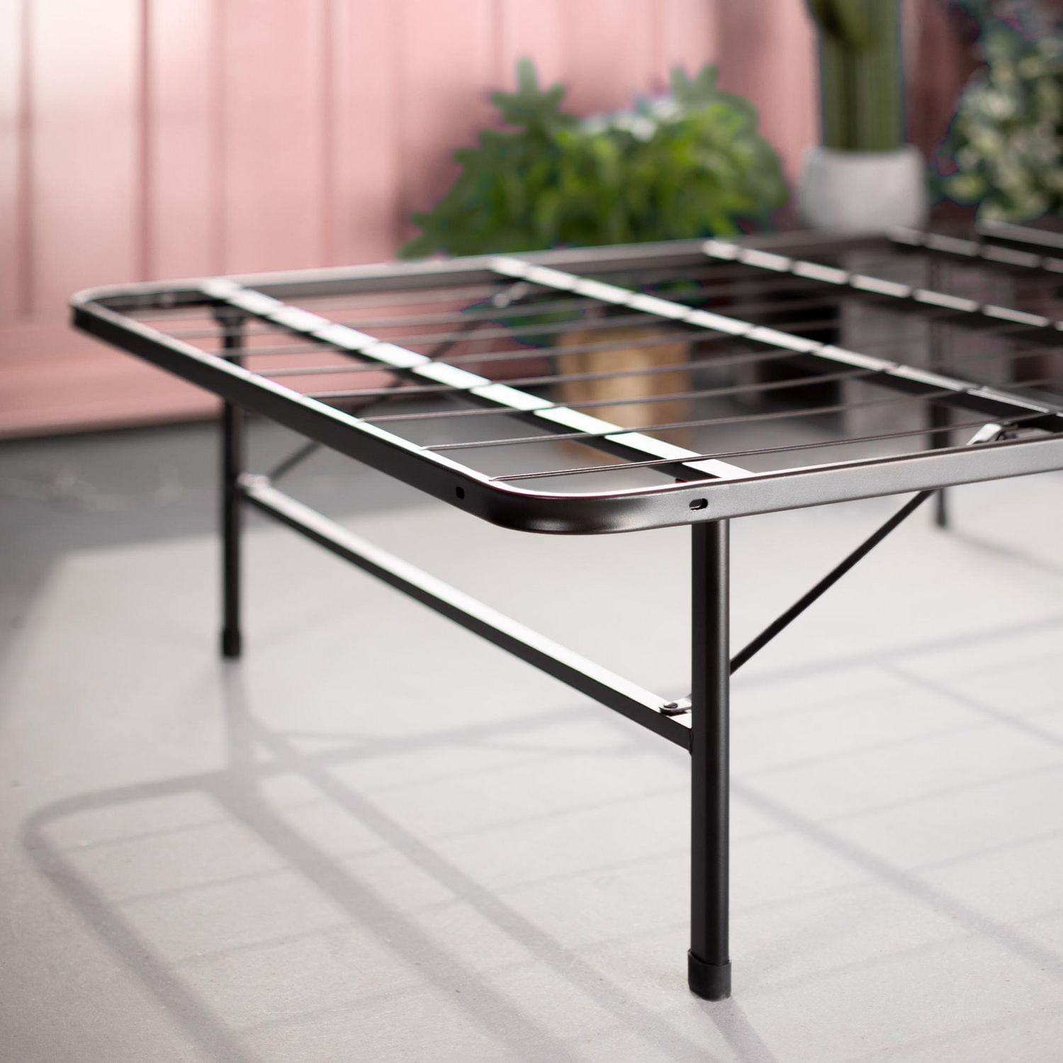 Zinus SmartBase Twin 14 inch Portable Folding Metal Platform Bed Frame, No Tools or Box Spring Needed, Black