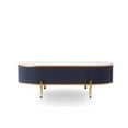 thumbnail image 5 of 47" Charcoal Gray Gold And White Stone Oval Coffee Table With Drawer, 5 of 7