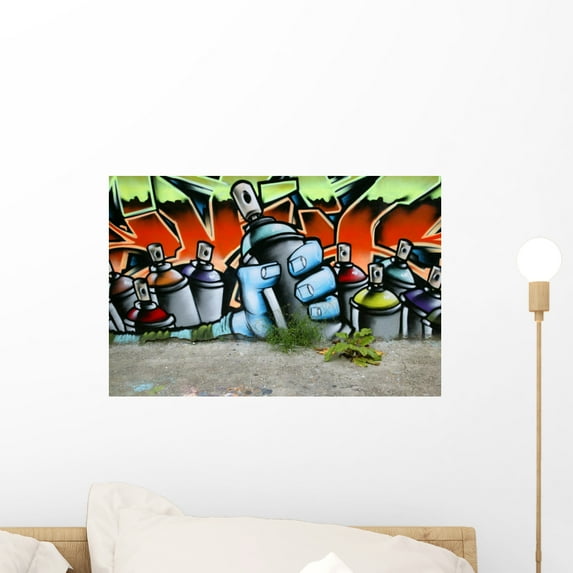 Graffiti Spray Cans Wall Mural by Wallmonkeys Peel and Stick Graphic (18 in W x 12 in H) WM177653
