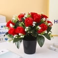 thumbnail image 6 of Artificial Cemetery Potted Rose Flowers, Mixed Color Fake Rose Arrangements, UV Resistant Outdoor Cemetery Flowers, Weatherproof Grave Site Decor for Memorial Floral Pots and Tombstone Floral Decor, 6 of 6