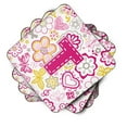 thumbnail image 2 of Carolines Treasures  Letter T Flowers And Butterflies Pink Foam Coasters, 2 of 3